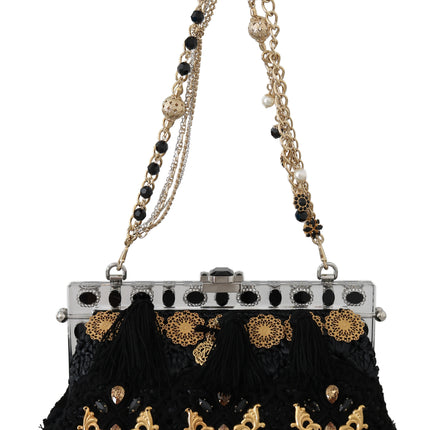 Black Tassel Gold Baroque Crystal Evening Clutch