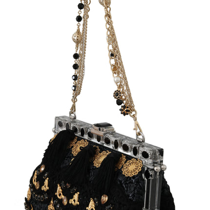 Black Tassel Gold Baroque Crystal Evening Clutch