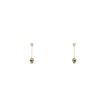 Alexander Mcqueen skull earrings with pavé and chain