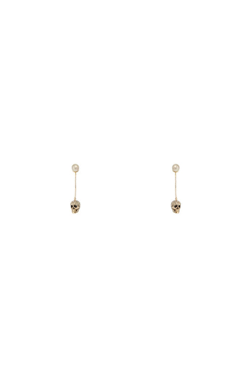 Alexander Mcqueen skull earrings with pavé and chain