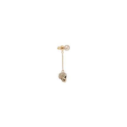 Alexander Mcqueen skull earrings with pavé and chain