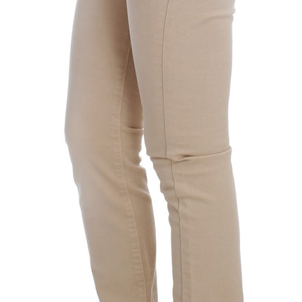 Beige katoen stretch slank fit jeans