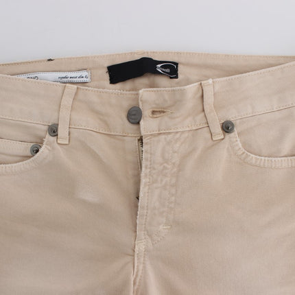 Beige katoen stretch slank fit jeans