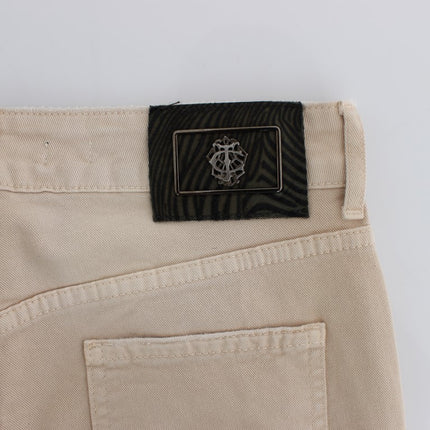 Beige katoen stretch slank fit jeans