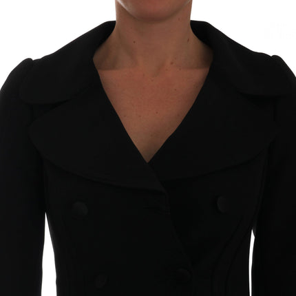 Chic negro blazer de doble pecho cortado