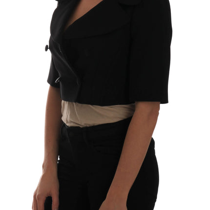 Chic negro blazer de doble pecho cortado