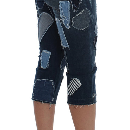 Shorts di denim chic blu patchwork