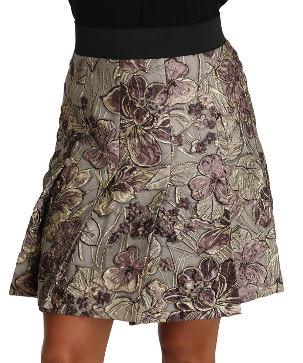 Elegante bloemen a-line jacquard rok