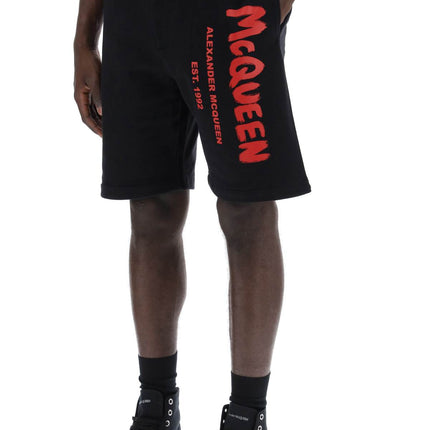 Alexander Mcqueen jersey graffiti sweatshorts