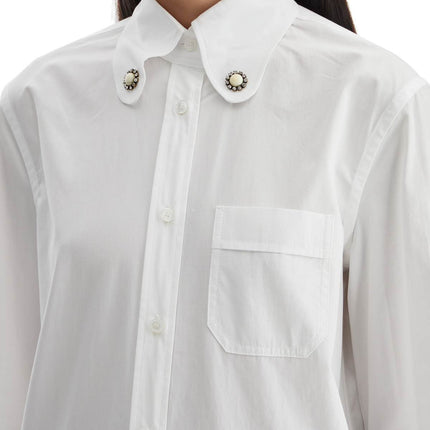 Valentino Garavani structured collar white optical long sleeve cotton shirt