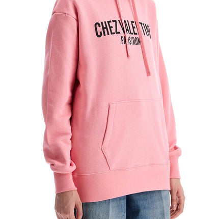 Valentino Garavani pink cotton hoodie with kangaroo pocket