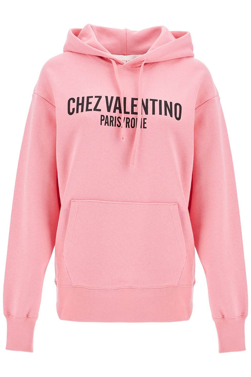 Valentino Garavani pink cotton hoodie with kangaroo pocket