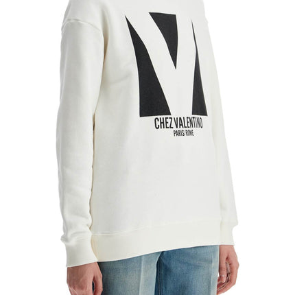 Valentino Garavani ivory cotton sweatshirt with bold stylized logo