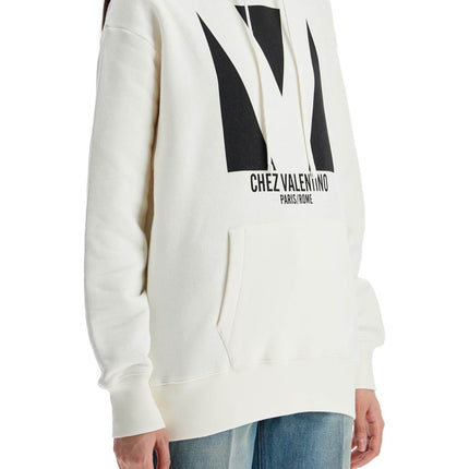 Valentino Garavani ivory cotton hoodie with large logo