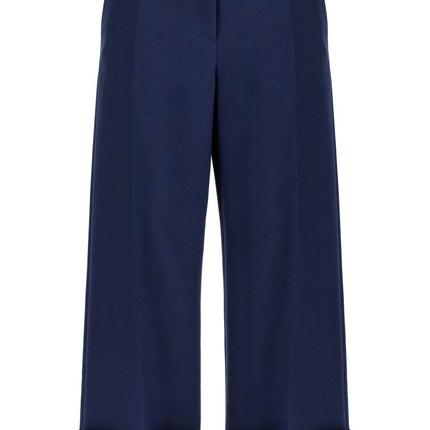 Valentino Garavani high-waisted wide leg pants in silk and wool indigo