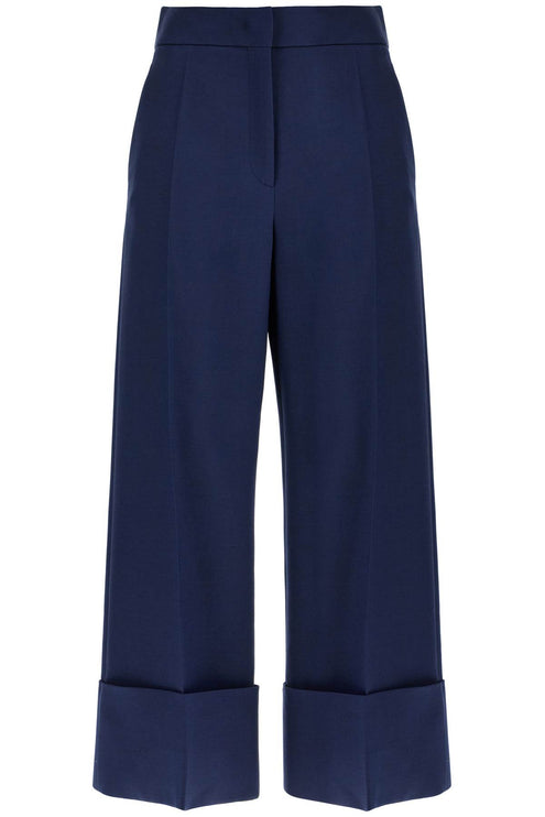 Valentino Garavani high-waisted wide leg pants in silk and wool indigo