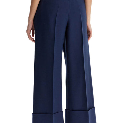 Valentino Garavani high-waisted wide leg pants in silk and wool indigo