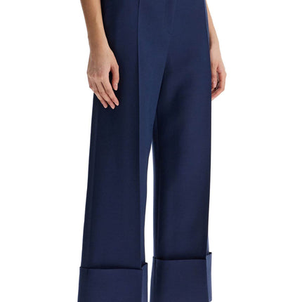 Valentino Garavani high-waisted wide leg pants in silk and wool indigo