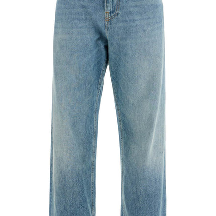 Valentino Garavani medium blue denim jeans with decorative green and orange trim