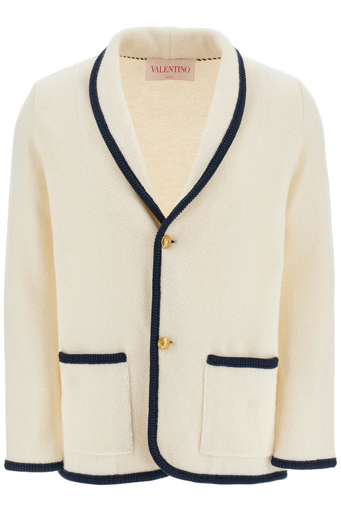 Valentino Garavani men's cotton and wool jacket in butter color with shawl collar