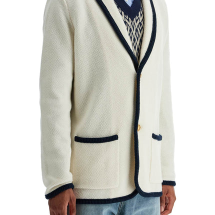 Valentino Garavani men's cotton and wool jacket in butter color with shawl collar