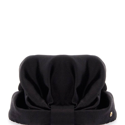 Valentino Garavani black silk turban with golden details and v logo