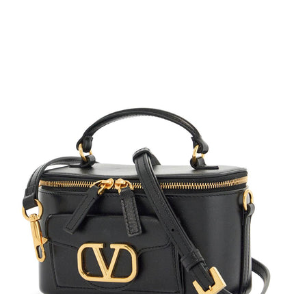 Valentino Garavani beauty case pelle nera con zip dorata e tracolla regolabile