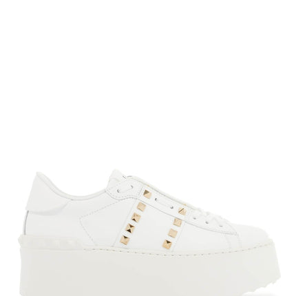 Valentino Garavani white rockstud elegant sneakers with golden studs