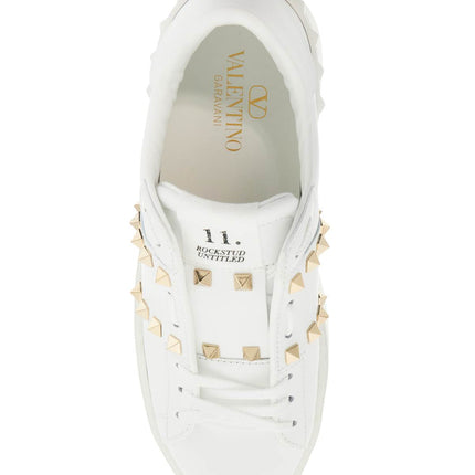 Valentino Garavani white rockstud elegant sneakers with golden studs