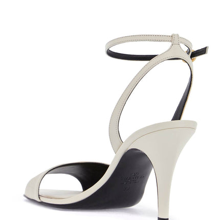 Valentino Garavani ivory goat leather stiletto sandal with striped strap