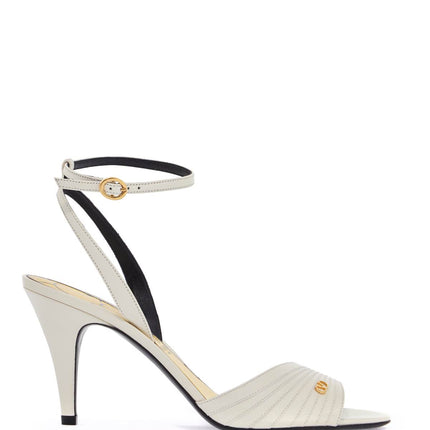 Valentino Garavani ivory goat leather stiletto sandal with striped strap