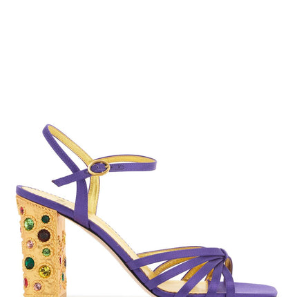 Valentino Garavani satin sandals with crystal embellishments -