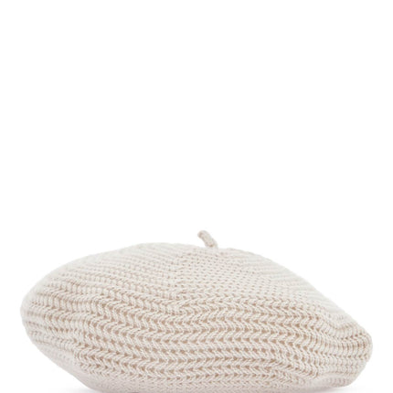 Valentino Garavani wool beanie with zigzag and pompon in butter