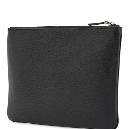 Valentino Garavani black leather minimalist pouch with zip