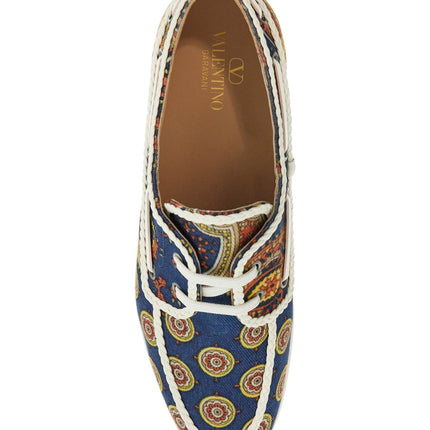 Valentino Garavani blue cotton boat shoes with paisley pattern