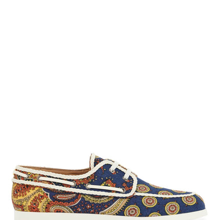 Valentino Garavani blue cotton boat shoes with paisley pattern