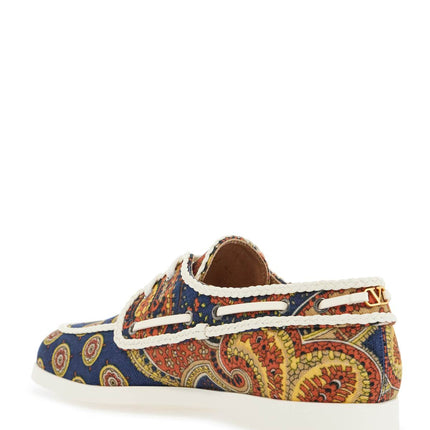 Valentino Garavani blue cotton boat shoes with paisley pattern