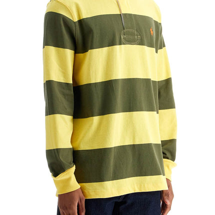 Polo Ralph Lauren olive green and yellow striped cotton polo