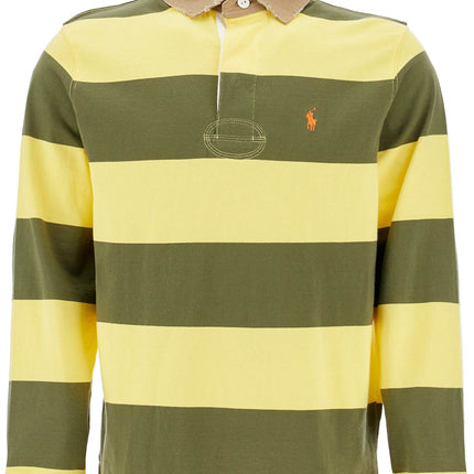 Polo Ralph Lauren olive green and yellow striped cotton polo