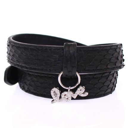 Bracelet en argent en peau de serpent noir exquis