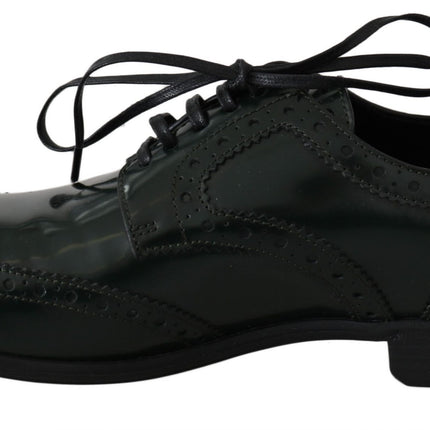 Elegantes brogues verdes oxford wingtip pisos