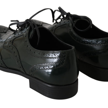 Elegantes brogues verdes oxford wingtip pisos