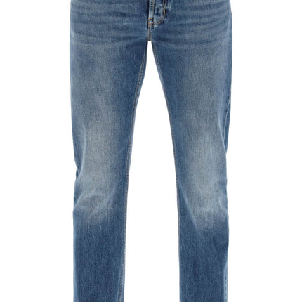 Alexander Mcqueen straight leg jeans with faux pocket on the back.