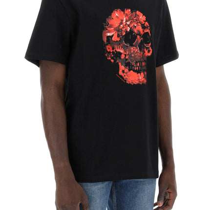 Alexander Mcqueen wax flower skull printed t-shirt