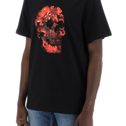 Alexander Mcqueen wax flower skull printed t-shirt