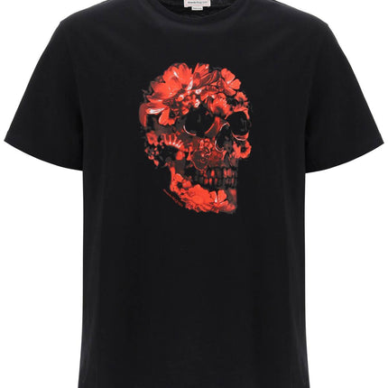 Alexander Mcqueen wax flower skull printed t-shirt