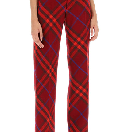 burberry check wool pants