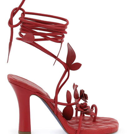 Burberry ivy flora leather sandals with heel.