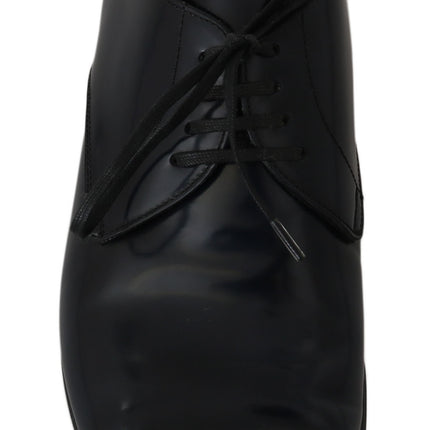 Elegant Dark Blue Leather Derby Dress Shoes