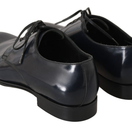 Elegant Dark Blue Leather Derby Dress Shoes